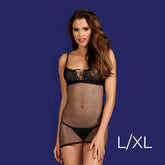 Obsessive - Redella chemise & thong L/XL - Black